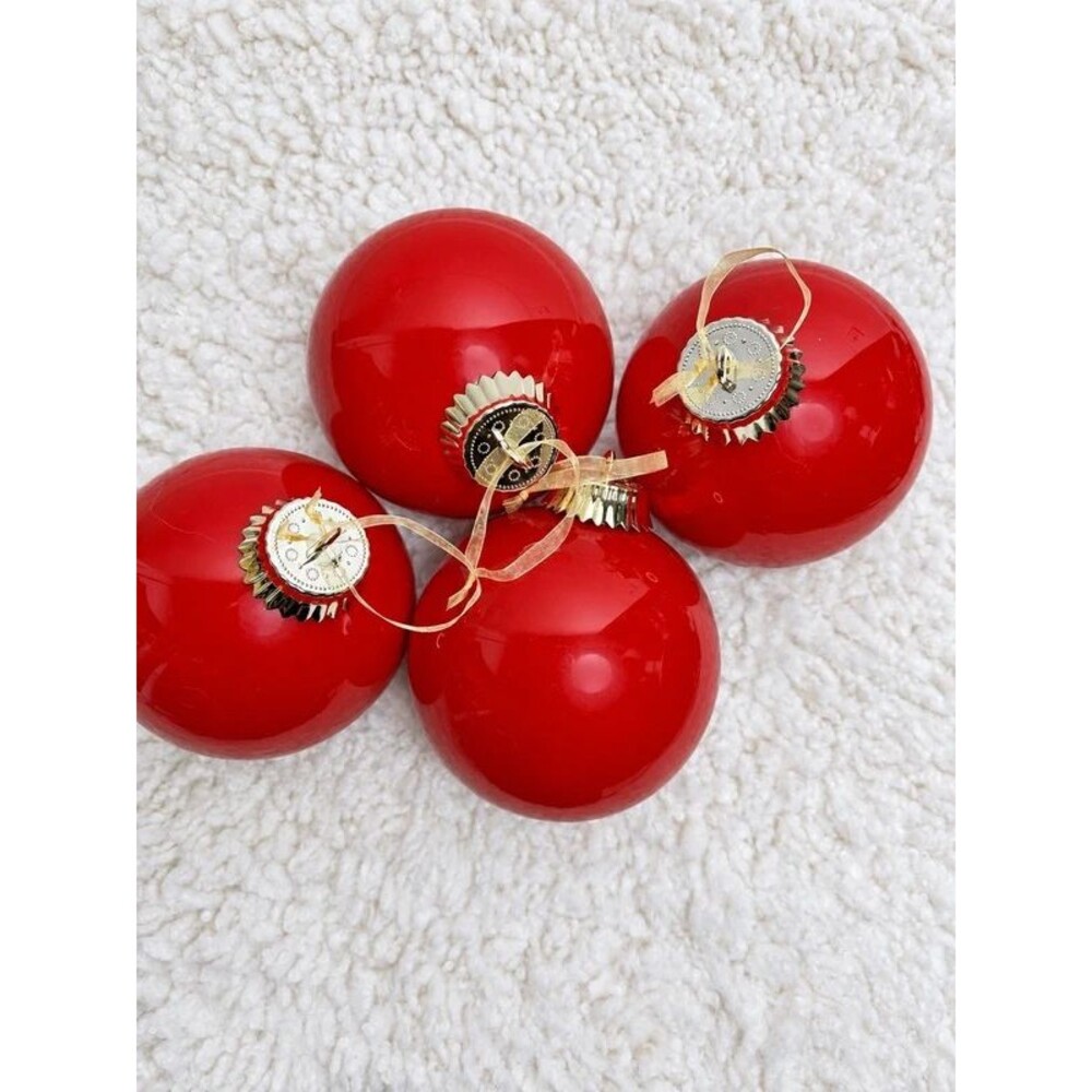 Giant Christmas Ornaments set of 4 Large Glossy Holiday Decoration Jumbo Festive